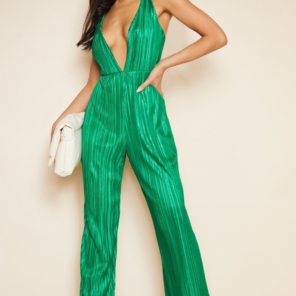 Pleated Plunge Jumpsuit
